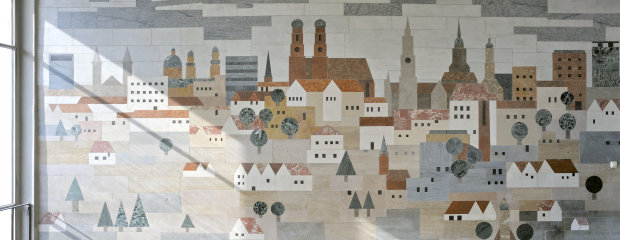 Mosaik von München an der Wand